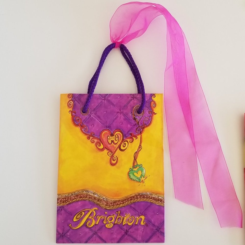 Brighton Small Multicolor Paper Shopping Logo Bag Gift Tote Hearts